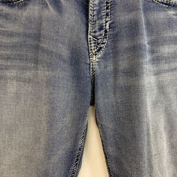 Mens Silver Grayson Blue Jeans 34/32 Straight Leg Mid Rise Med Wash Straight - Picture 5 of 16